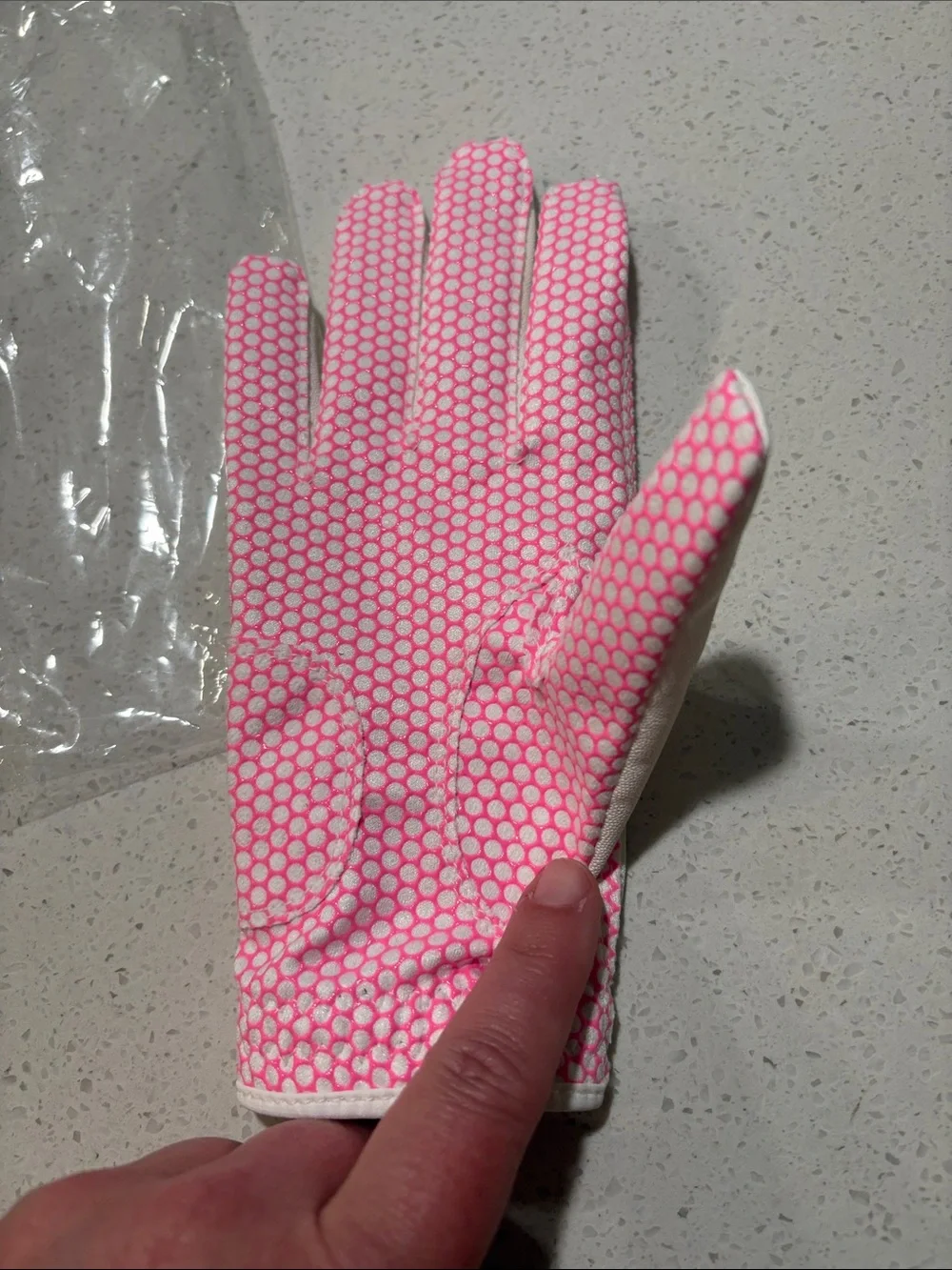 Finger Ten Golf Glove - White with Pink Accents